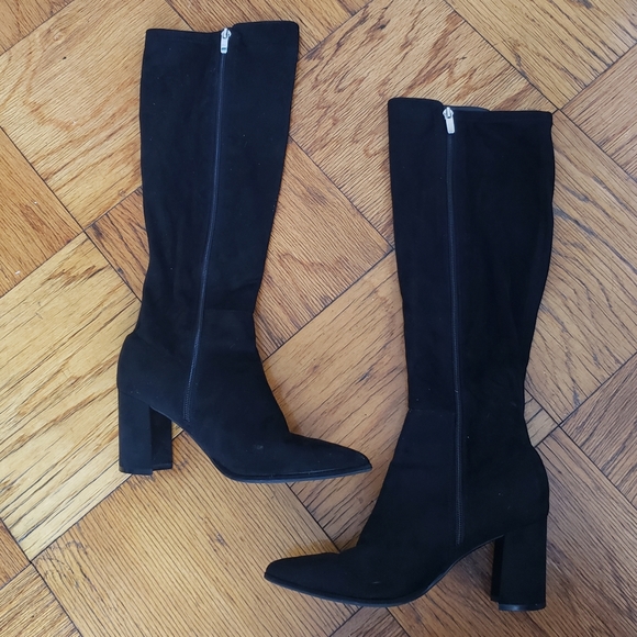 Marc Fisher Black Suede  Heeled Boots - size 7 - Picture 12 of 16